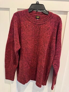 Lee Men’s Knit Pullover Crewneck Sweater Red Black Small